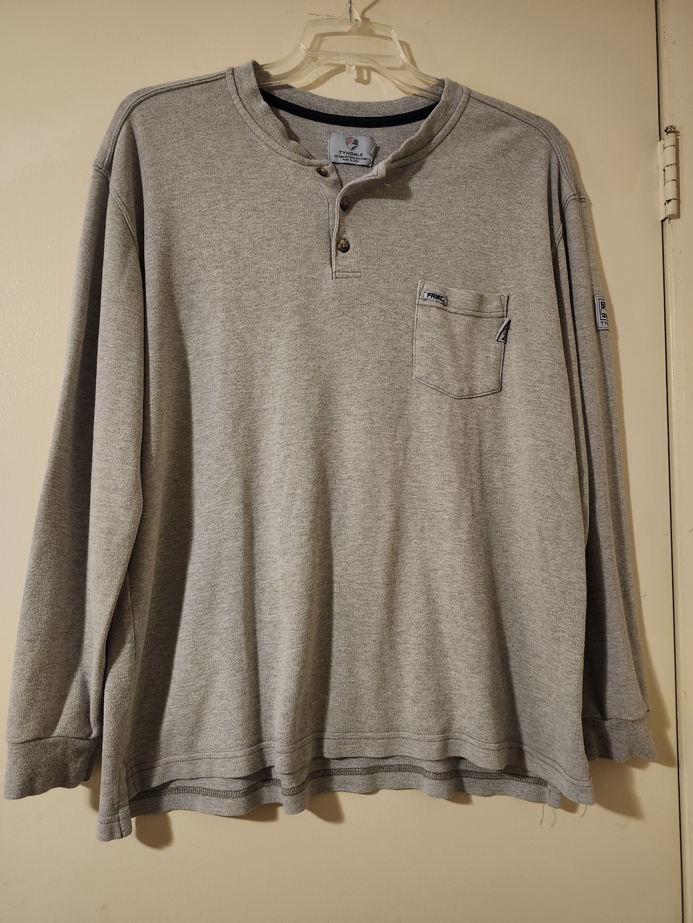 Men's Gray Flame Resistant Henley Shirt Arc Rated Made In USA Cal 10 Cat 2 XL